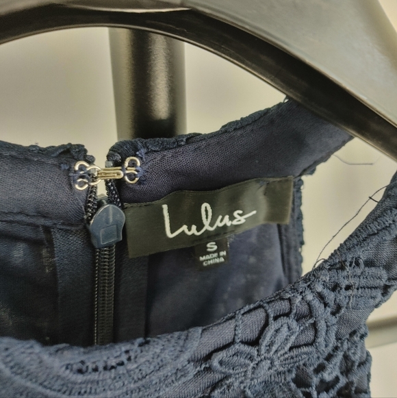 Lulus Navy Lace Cocktail Dress Small NWT Sleeveless Floral Mini - Picture 3 of 13